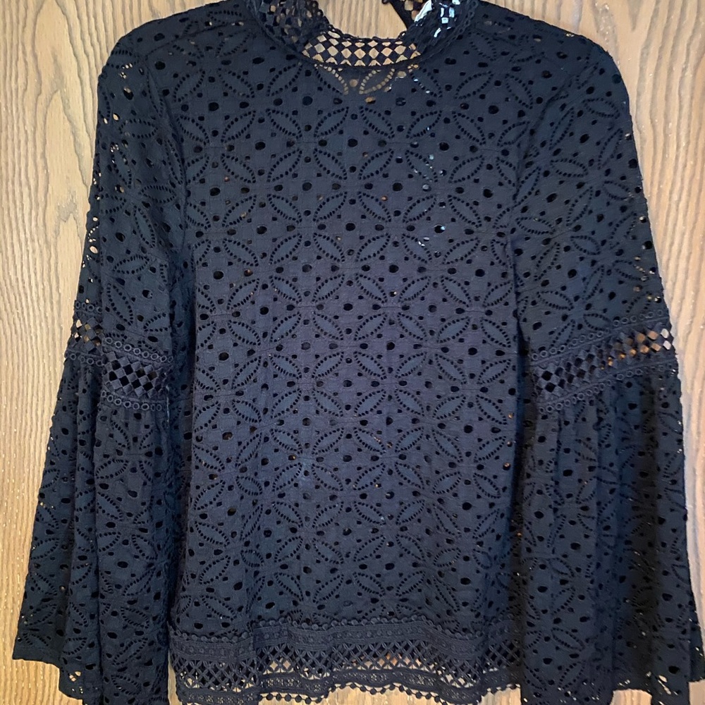 Black Lacey High Neck Top